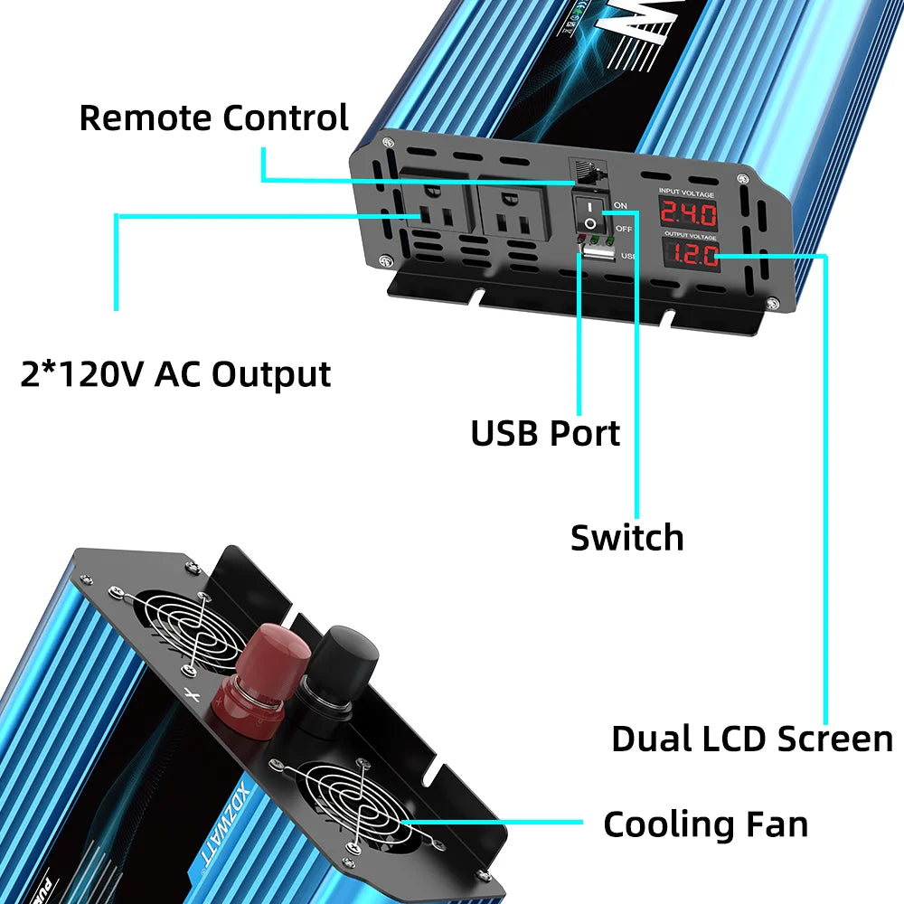 12V 24V to 120V Pure sine wave Off Grid Power Inverter 5000W
