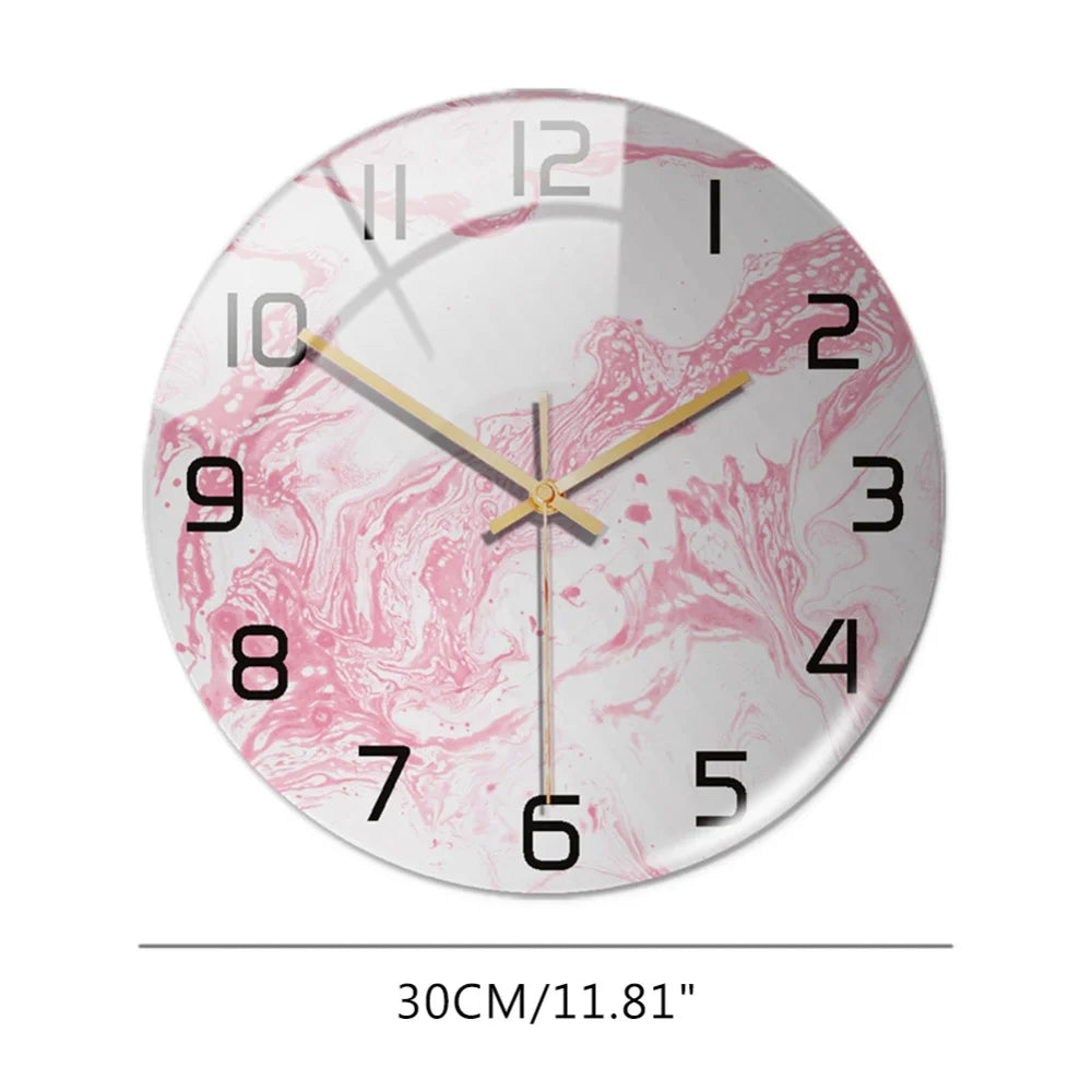 Luxury 3D Acrylic Black Gold Marble Pattern Wall Clock