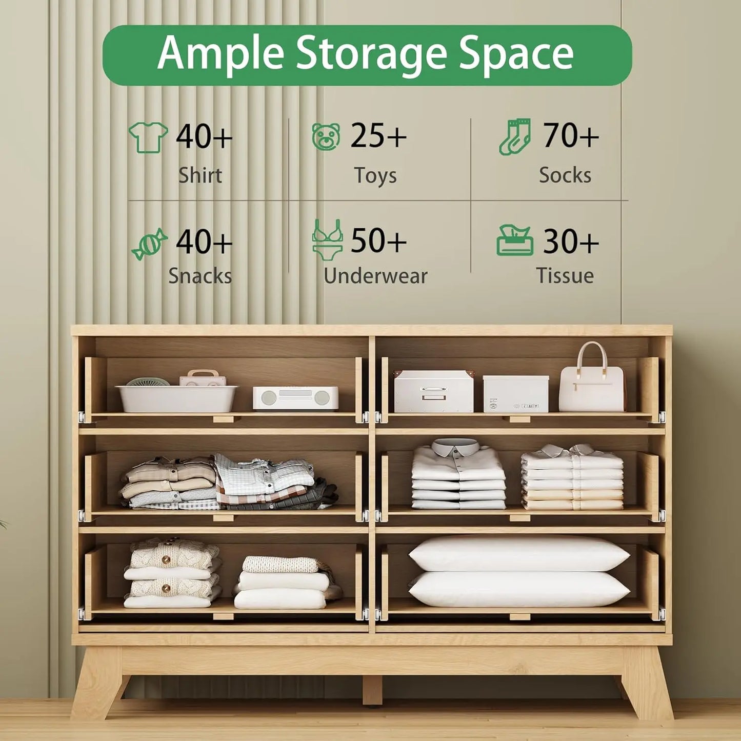 Fluted Dresser with 6 Drawers