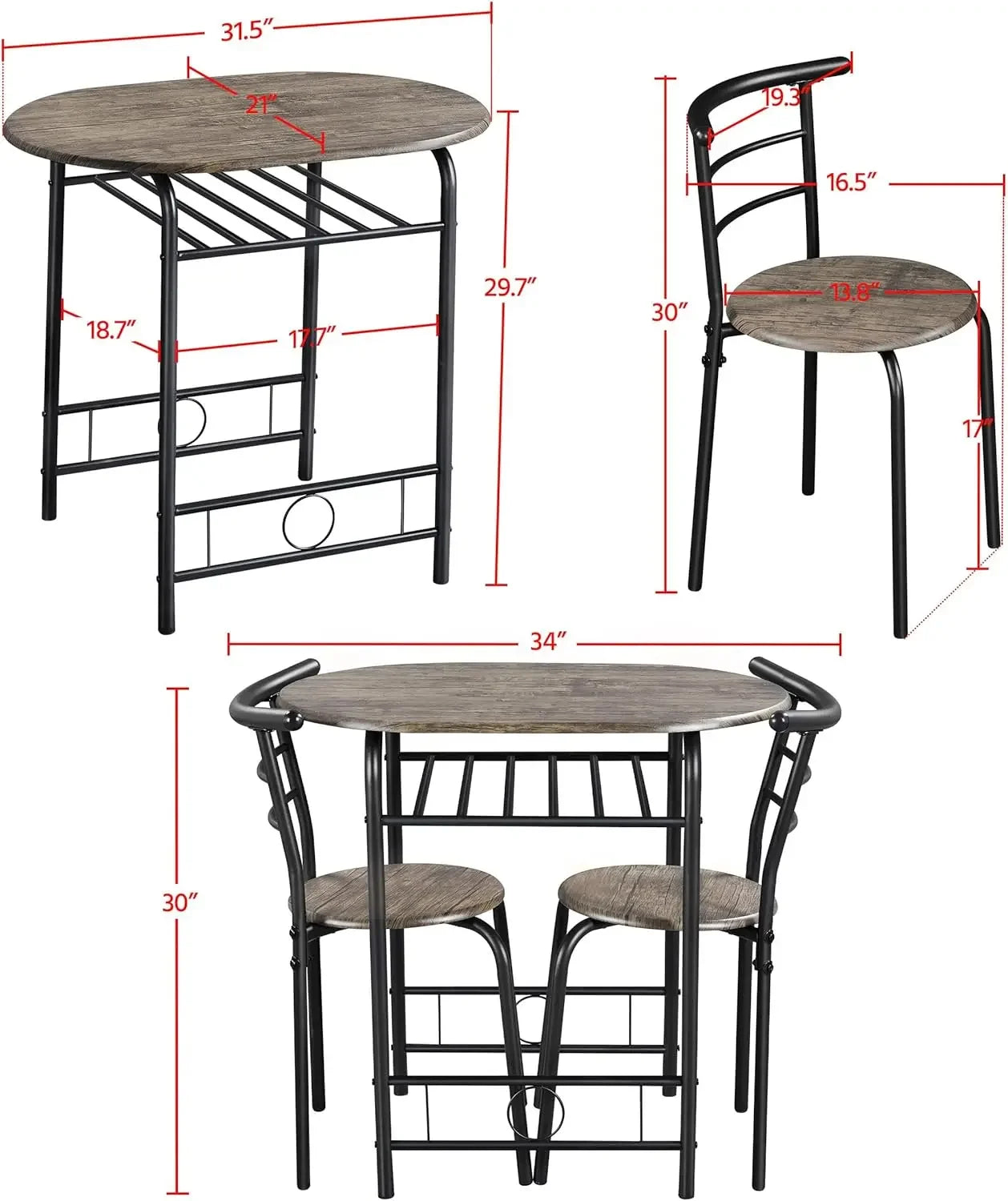 3 Piece Dining Table Set