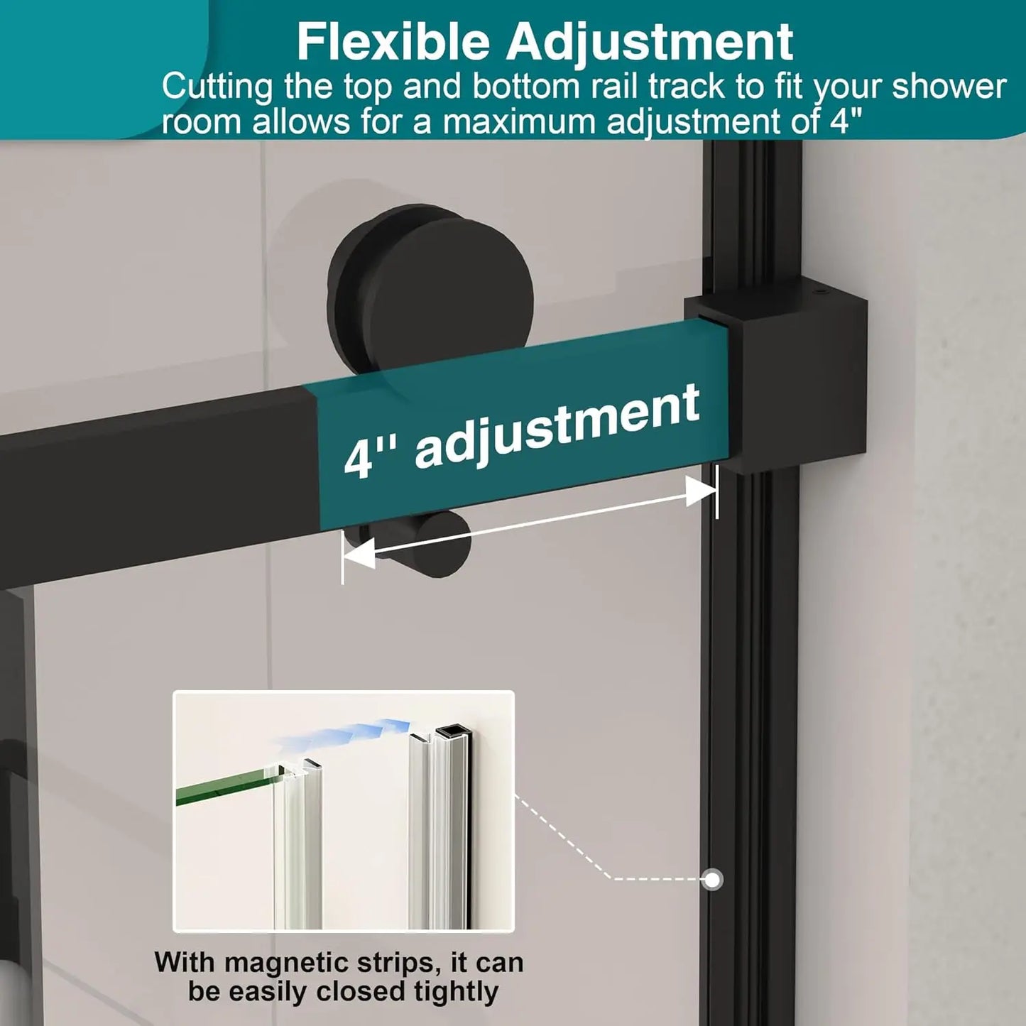 56-60”W x 76" H Sliding Frameless Shower Door