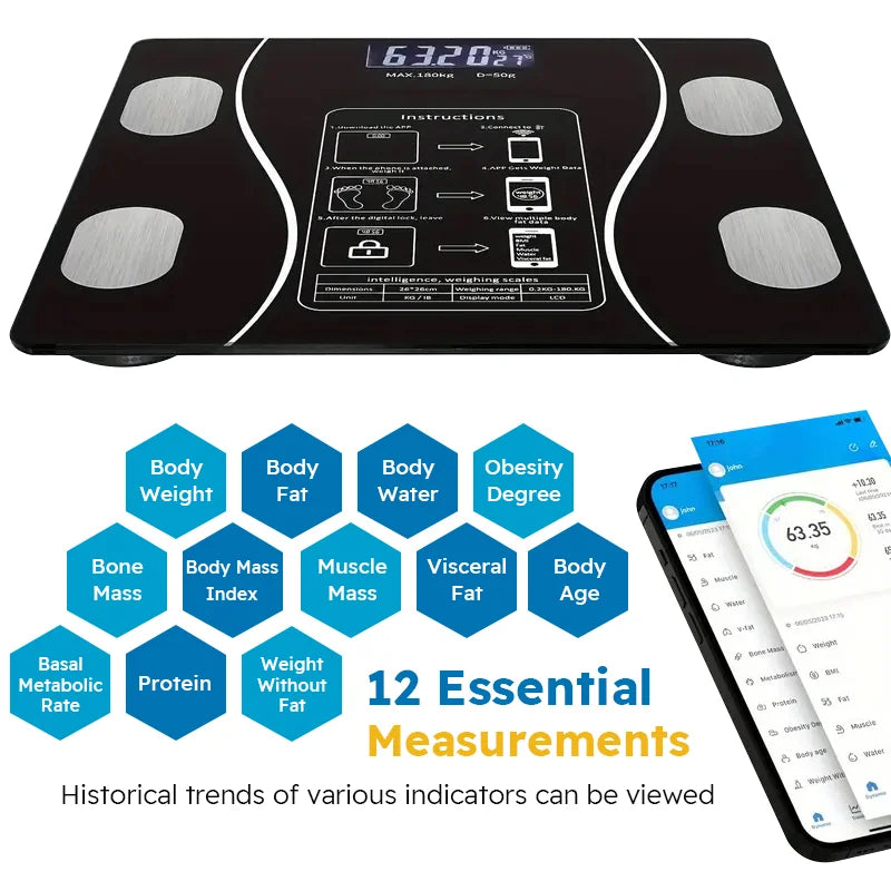 Smart LED Digital Bathroom Weight Scale