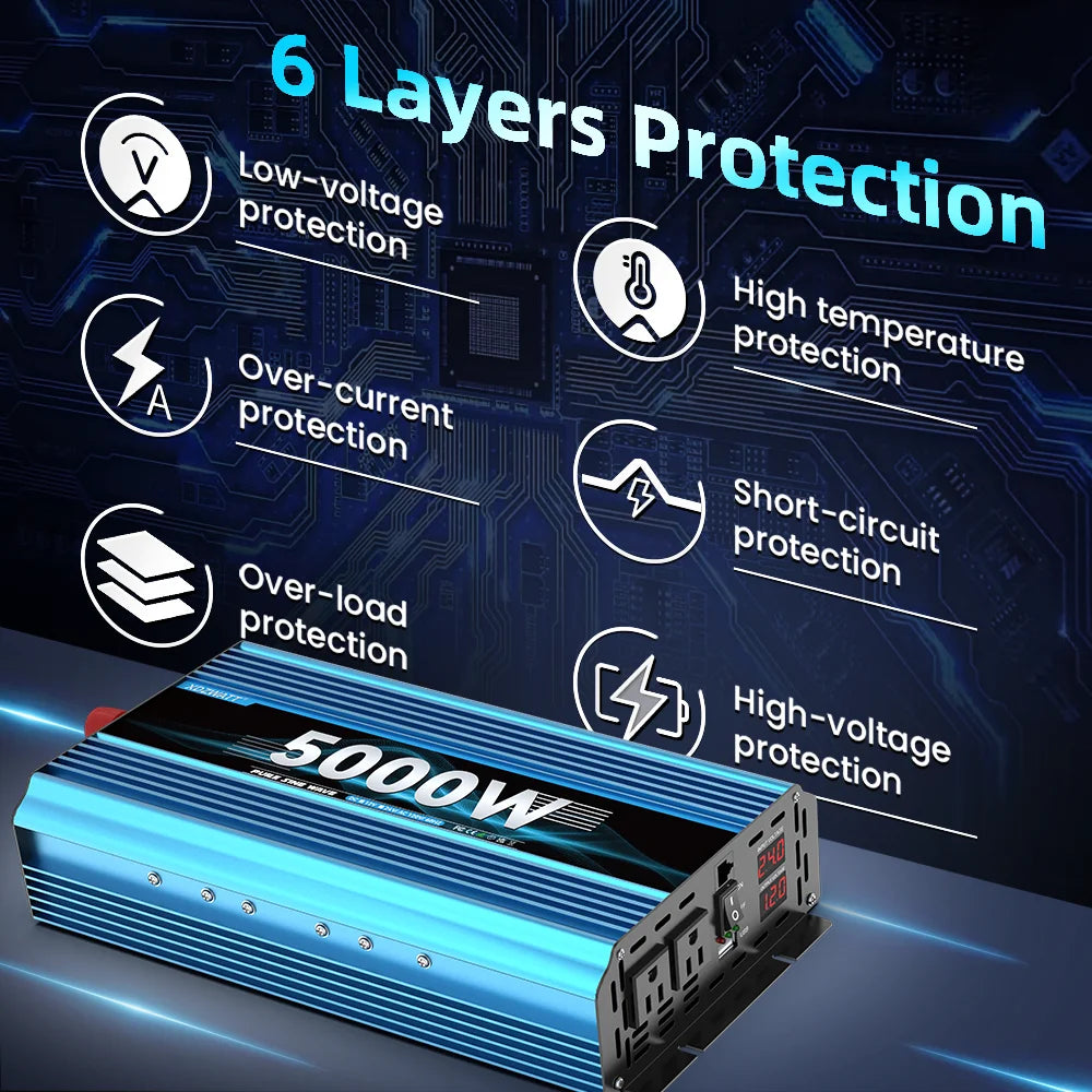 12V 24V to 120V Pure sine wave Off Grid Power Inverter 5000W