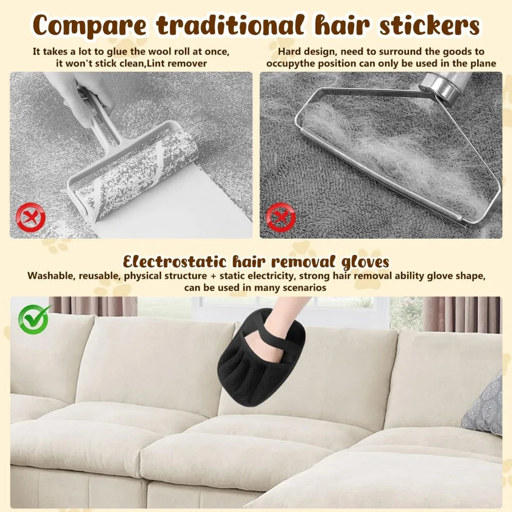 2 Pack Pet Hair Remover Gloves