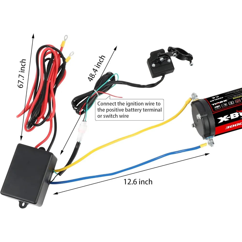 12V 3000LBS Electric Winch Synthetic Rope