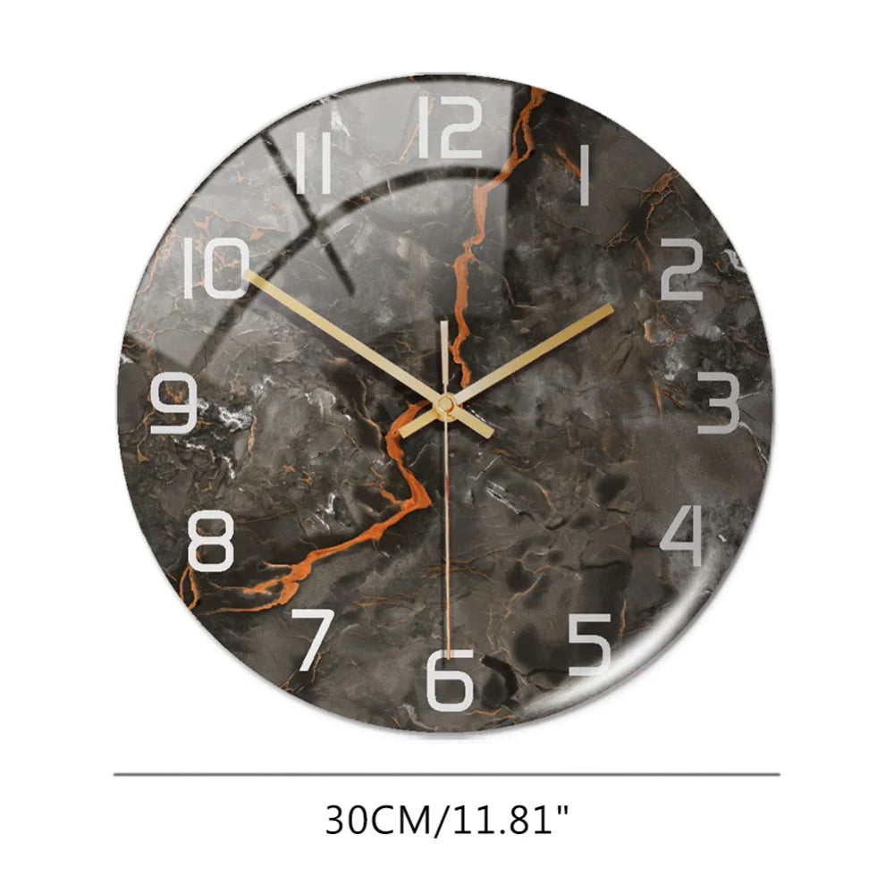 Luxury 3D Acrylic Black Gold Marble Pattern Wall Clock