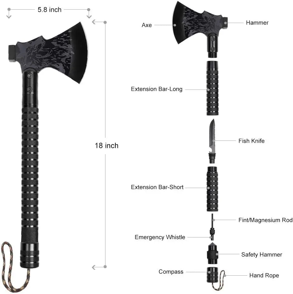 Tactical Folding Survival Axe w/Hammer & Nylon Sheath