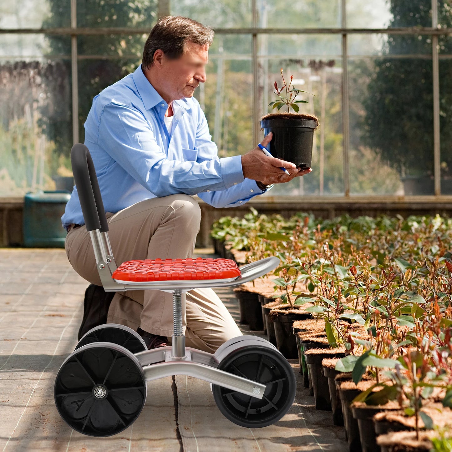 Garden Rolling Workseat with 3 Wheels