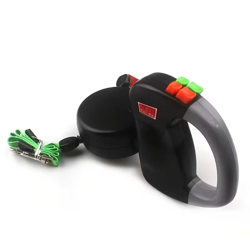 Self-Retracting Pet Leash with Dual Heads
