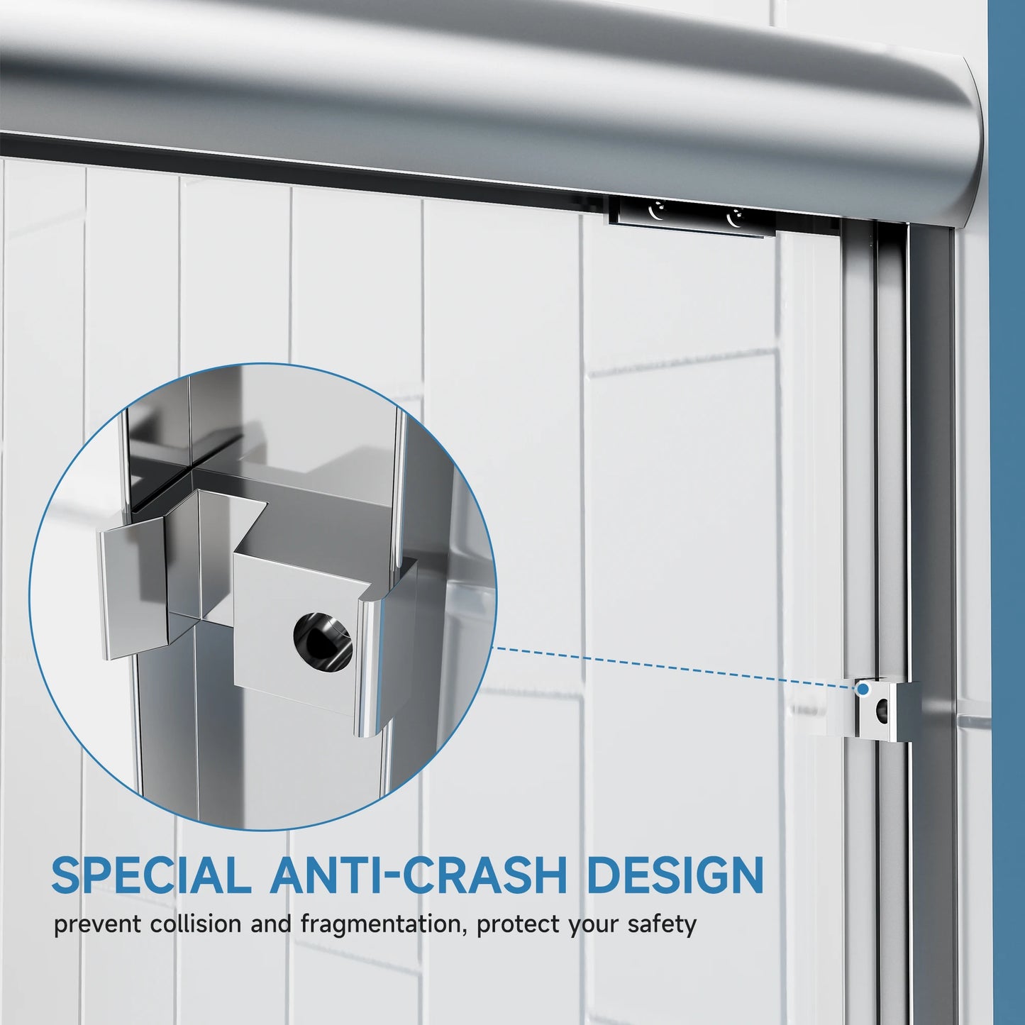 Sliding Door /w Tempered Glass for Walk-in Shower