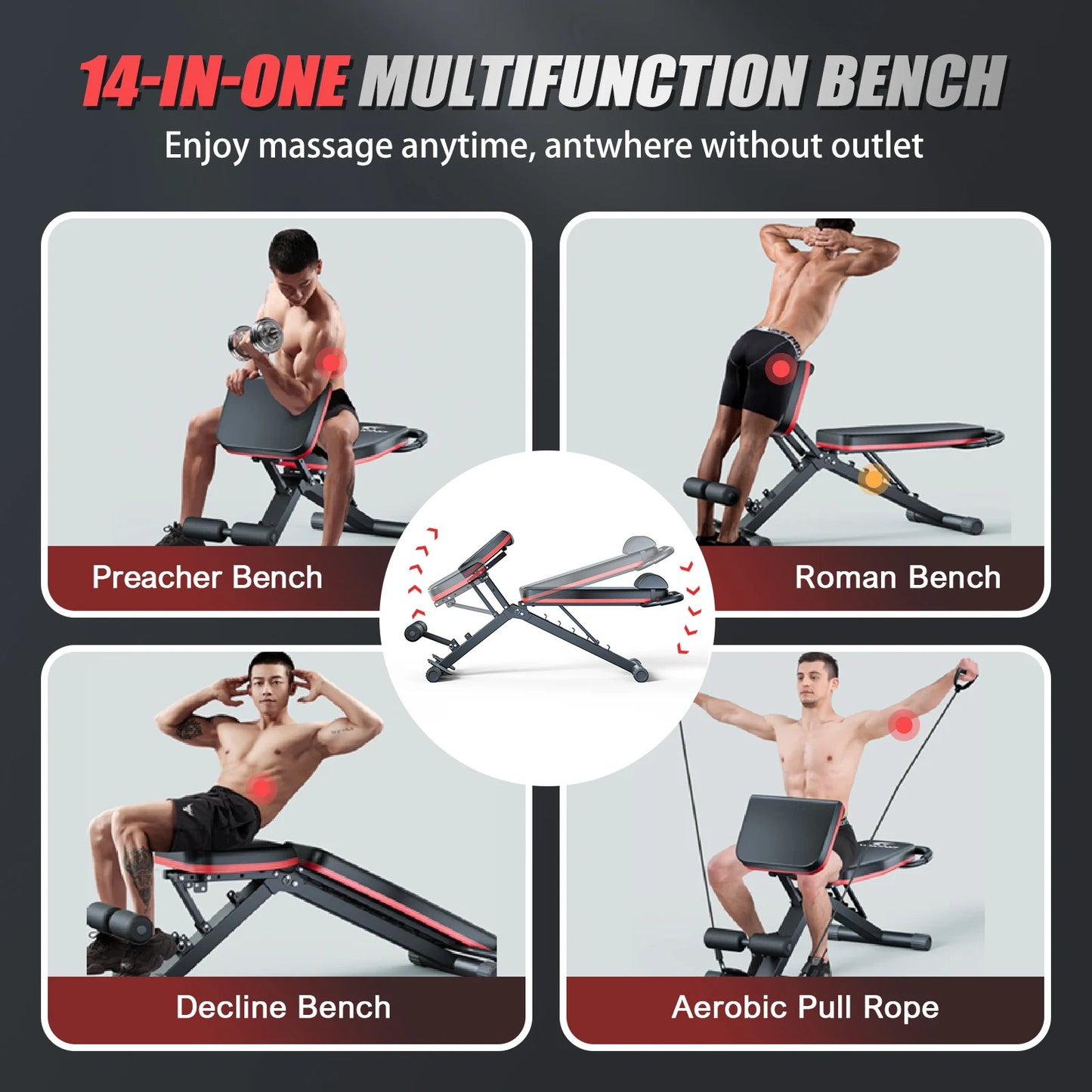14-in-1 Foldable Bench Weights not included