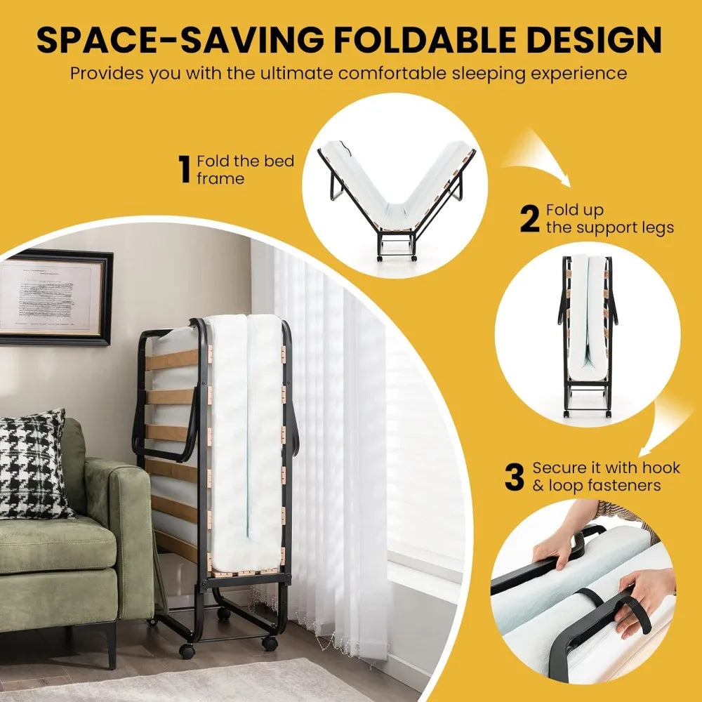 Folding Bed with Mattress for Adults