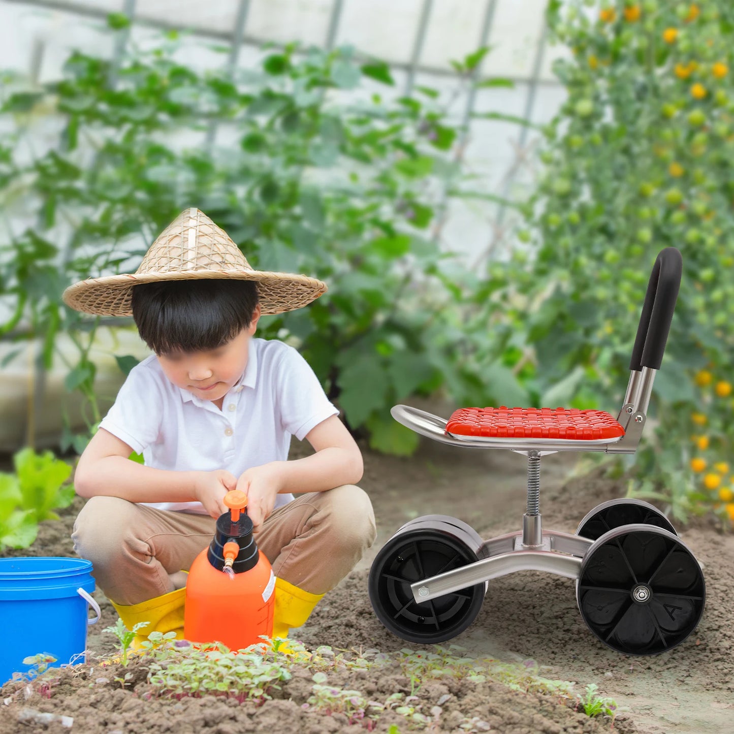 Garden Rolling Workseat with 3 Wheels