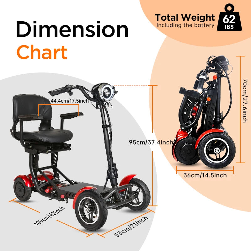 Folding 4-Wheel Mobility Scooter for Seniors