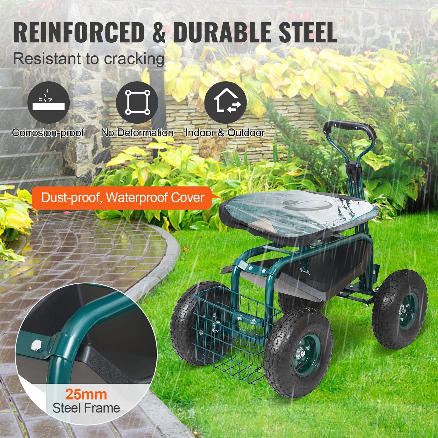 Garden Cart Rolling Workseat