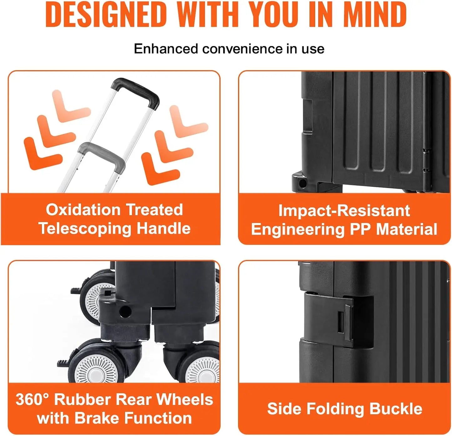 Foldable Utility Cart, 110 lbs Load Capacity