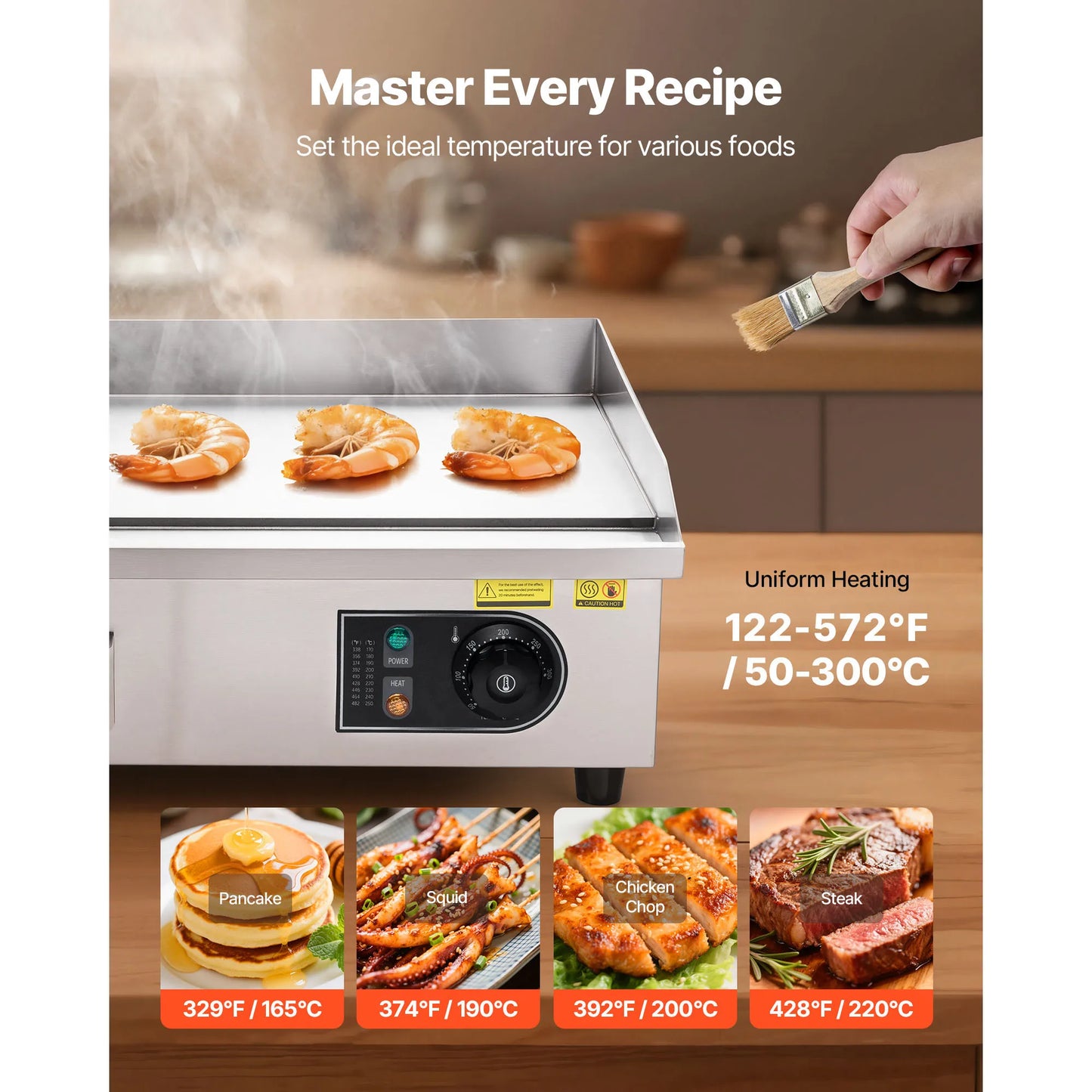 Stainless Steel Countertop Flat Top Grill