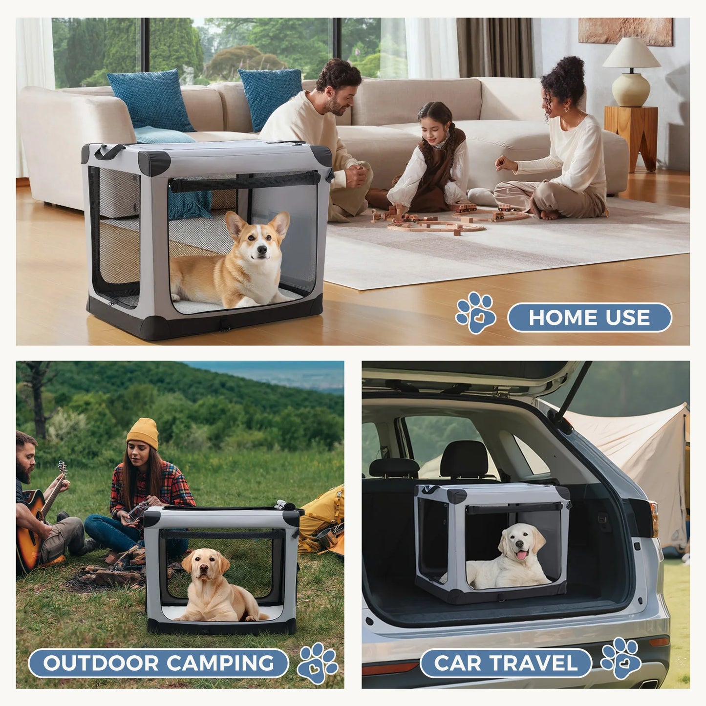 Oxford Fabric Foldable Soft Dog Crate