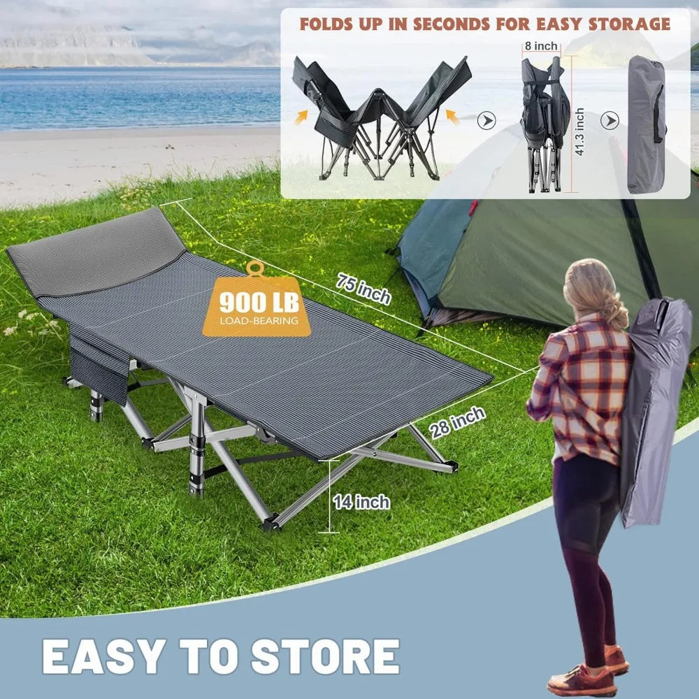 Folding Camping Cot with Mattress