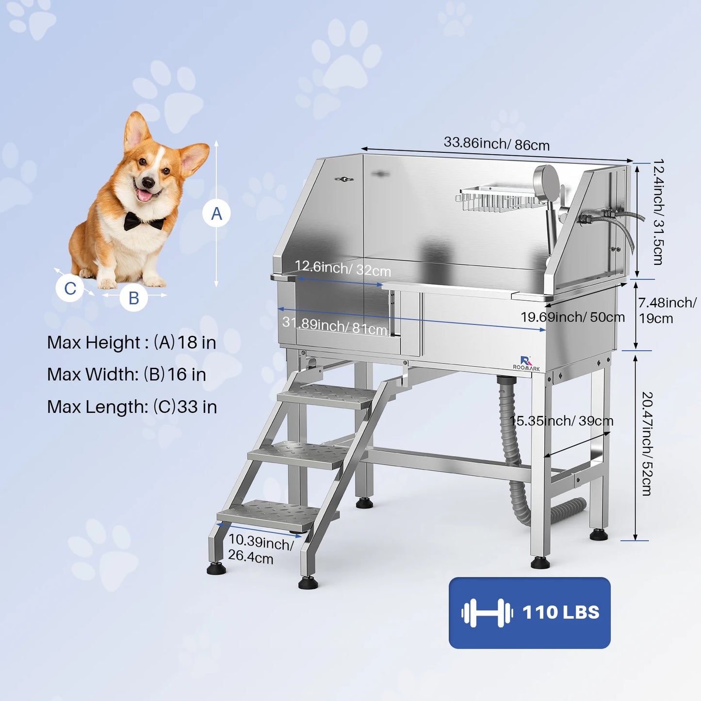 34" Dog Bathing Station