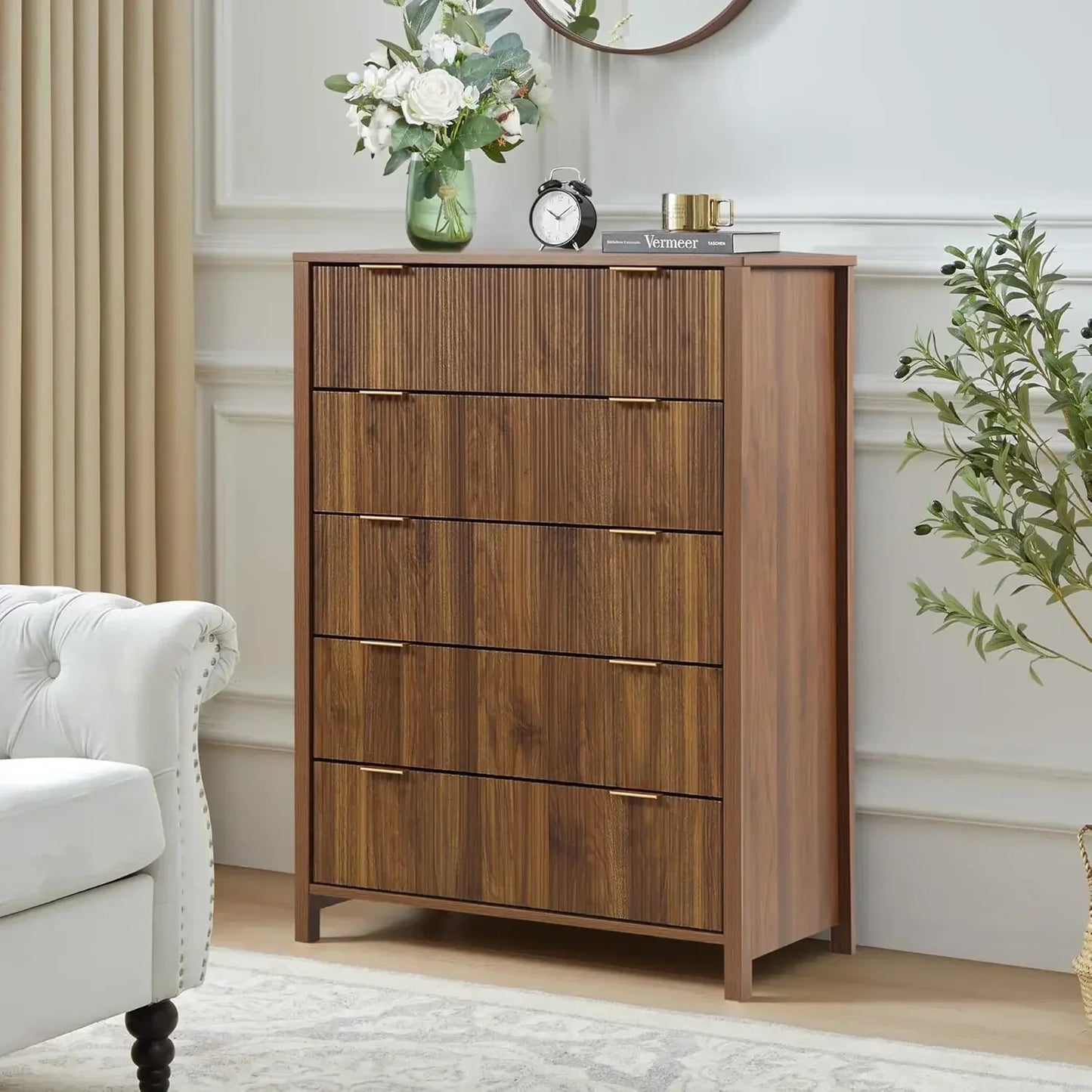 Fluted 6 Drawer Double Dresser