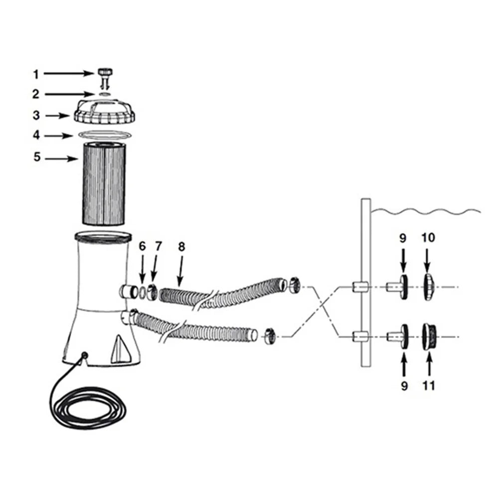 IN&TEX 28604/58604 Swimming Pool 530 GPH Filter Cartridge Pump & 1/4" Diameter Hose
