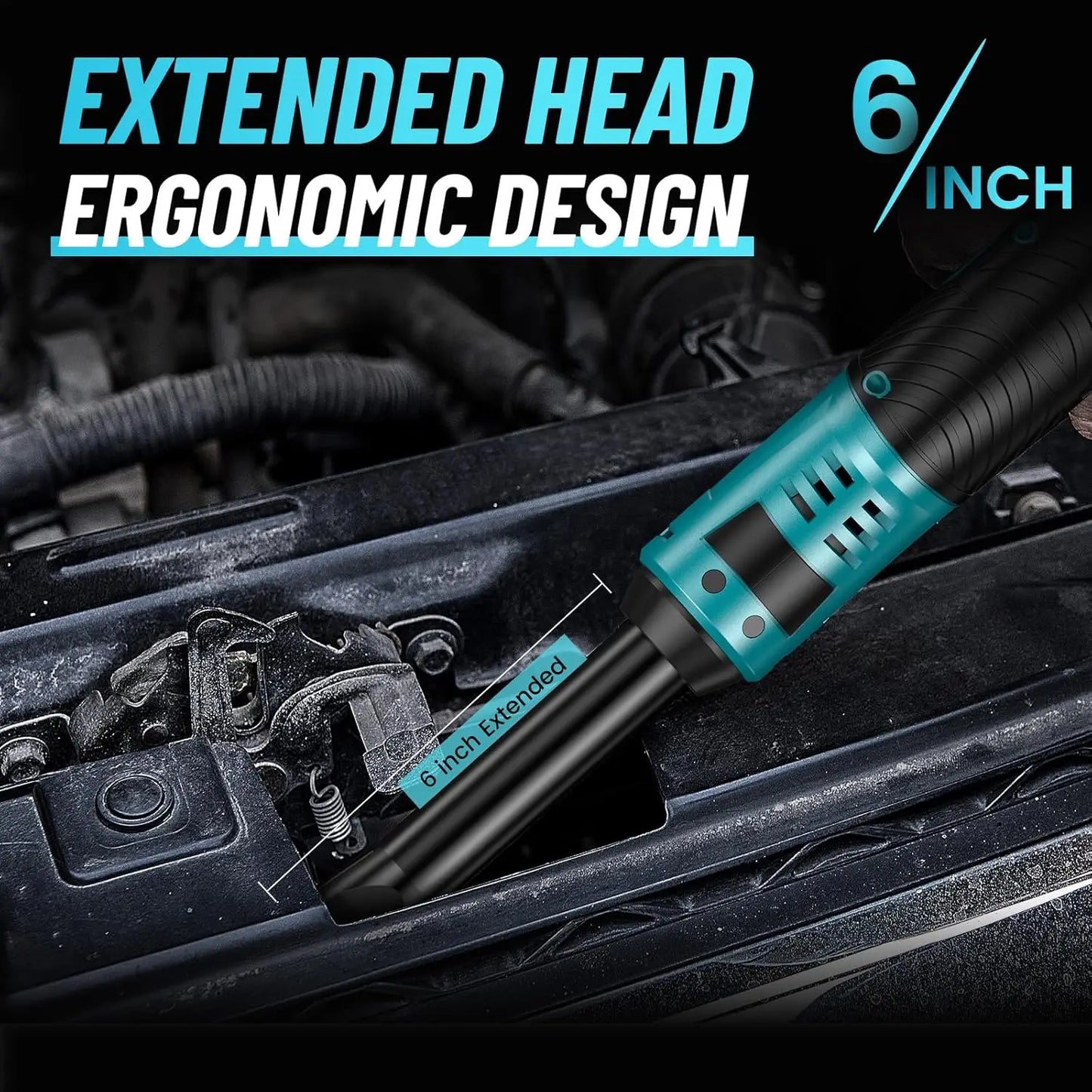 3/8" Long Neck Cordless Ratchet Wrench 2x2.0Ah Batteries