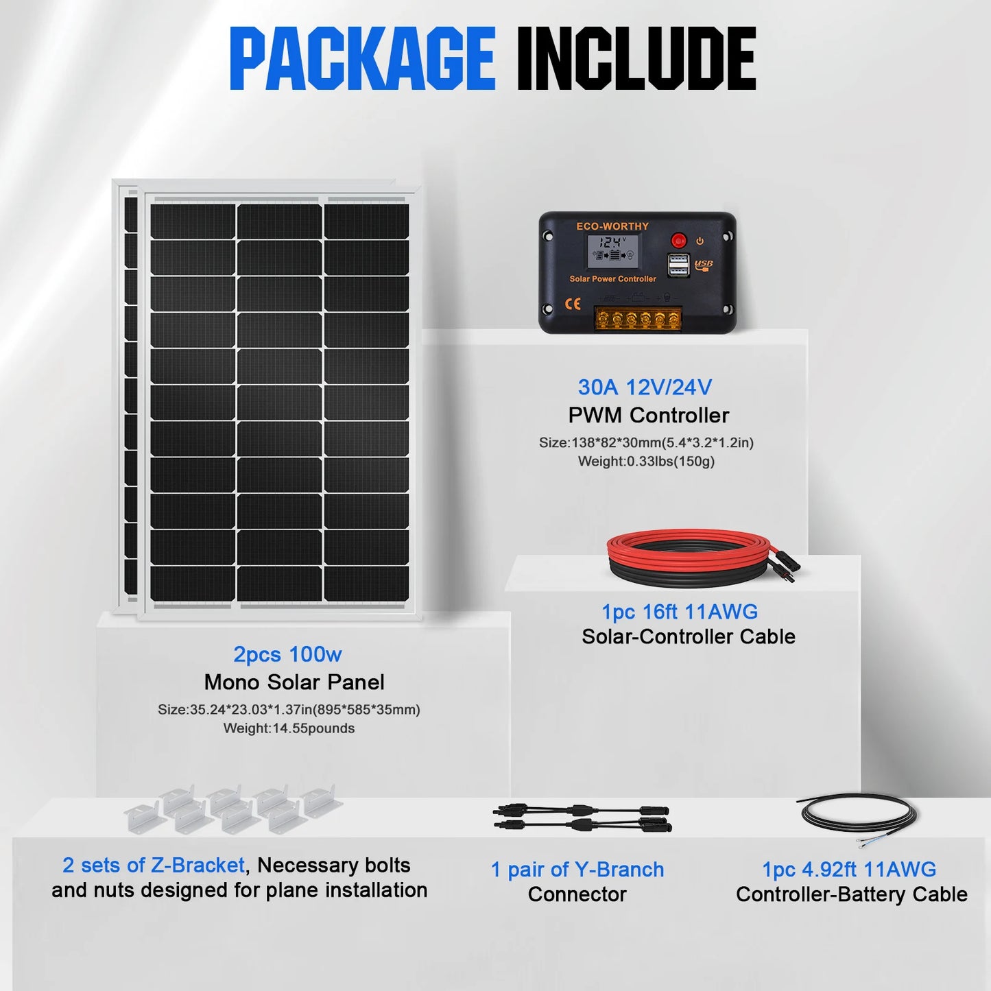 200 Watts 12 Volt/24 Volt Solar Panel Kit