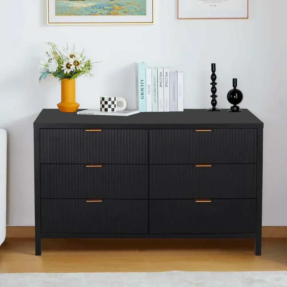 Fluted 6 Drawer Double Dresser