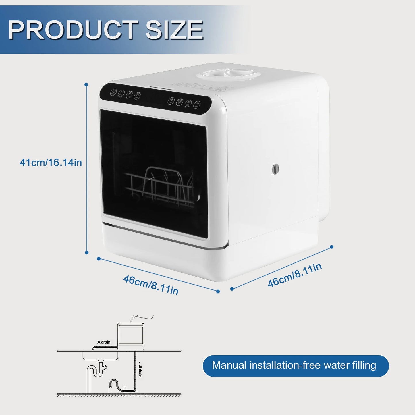 Mini Dishwasher with 6L Built-in Water Tank