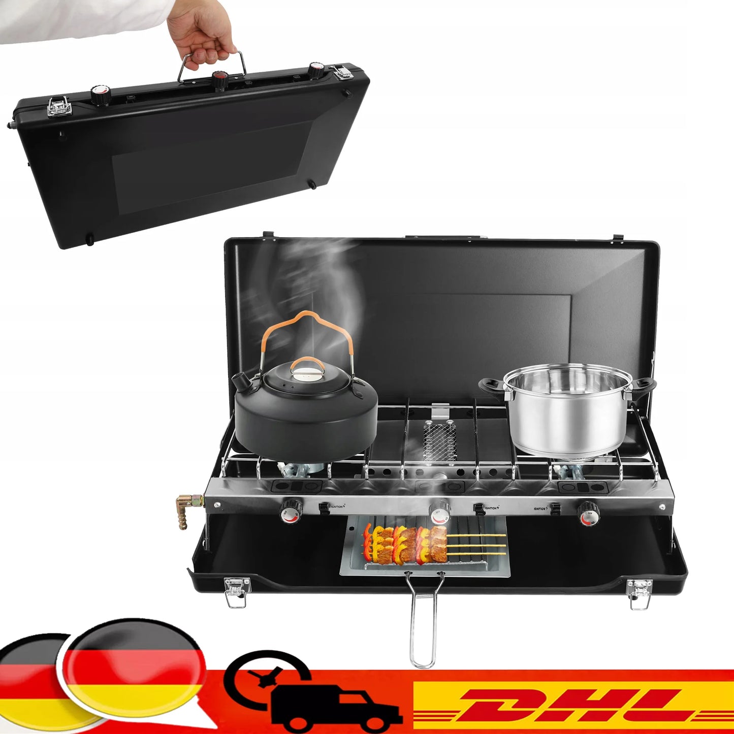3 Burner Camping Stove Portable, Gas