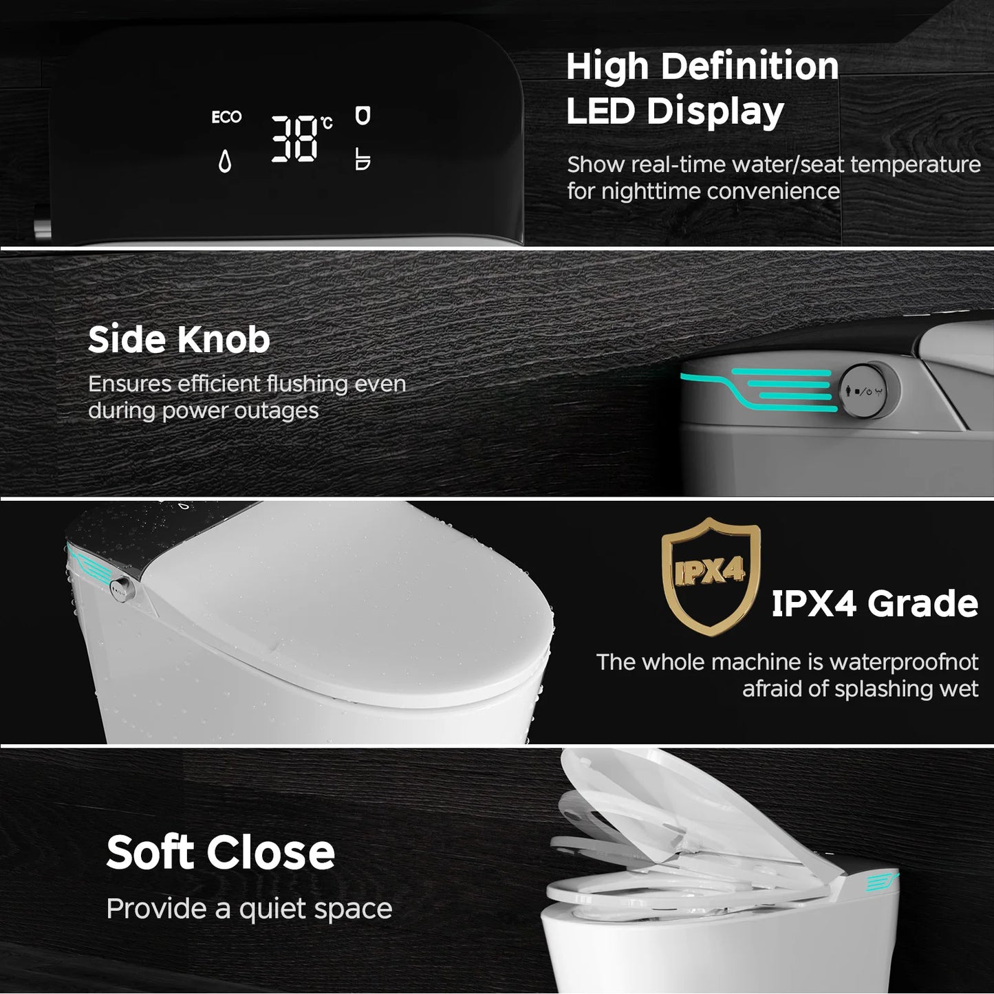 Elongated Smart Toilet with Bidet Built in