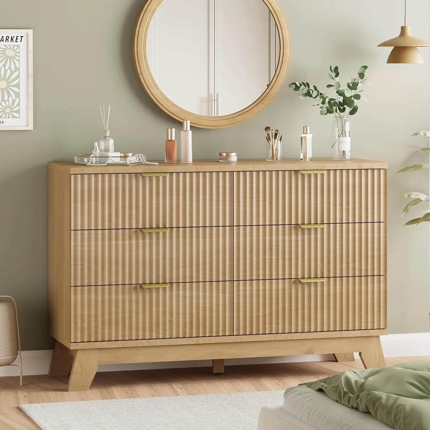 Fluted Dresser with 6 Drawers