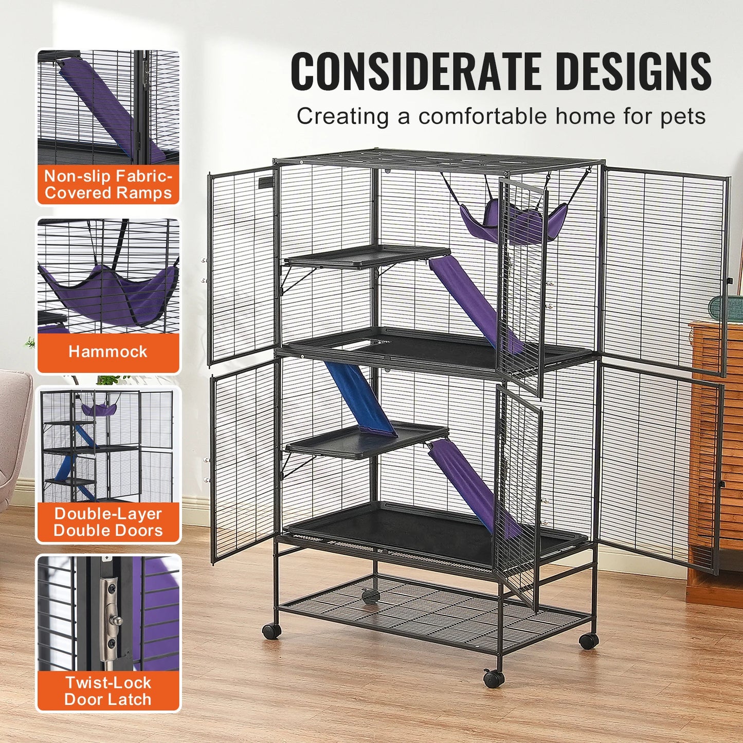 Rolling Metal Small Animal Cage