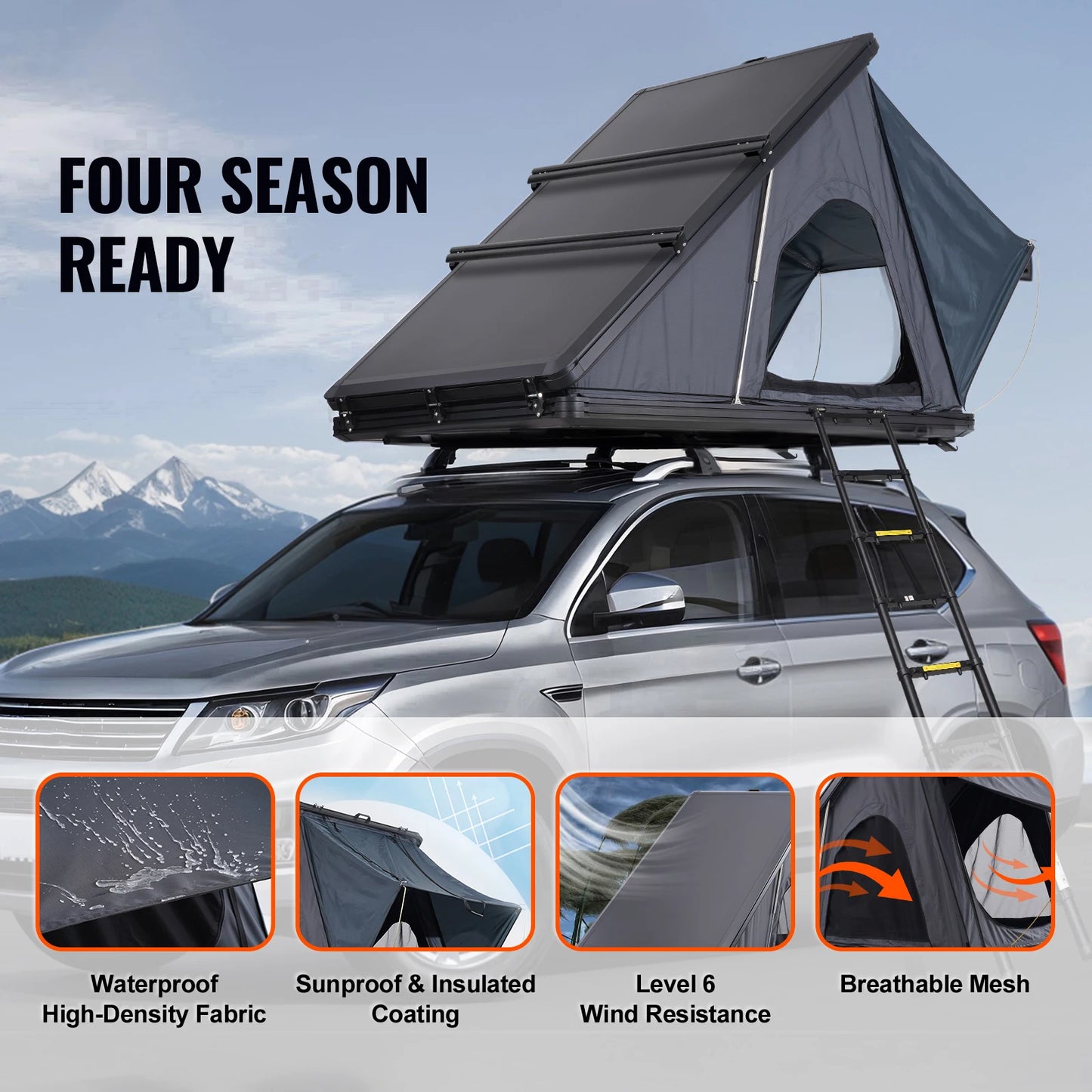 Rooftop Tent Hard Shell with Telescopic Ladder
