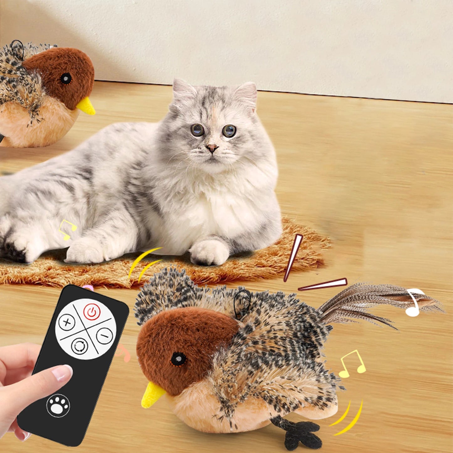Remote Control Simulated Chirping Bird Cat Toy