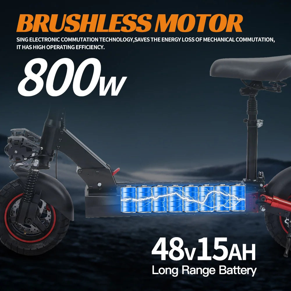 800W Folding Electric Scooter With Seat