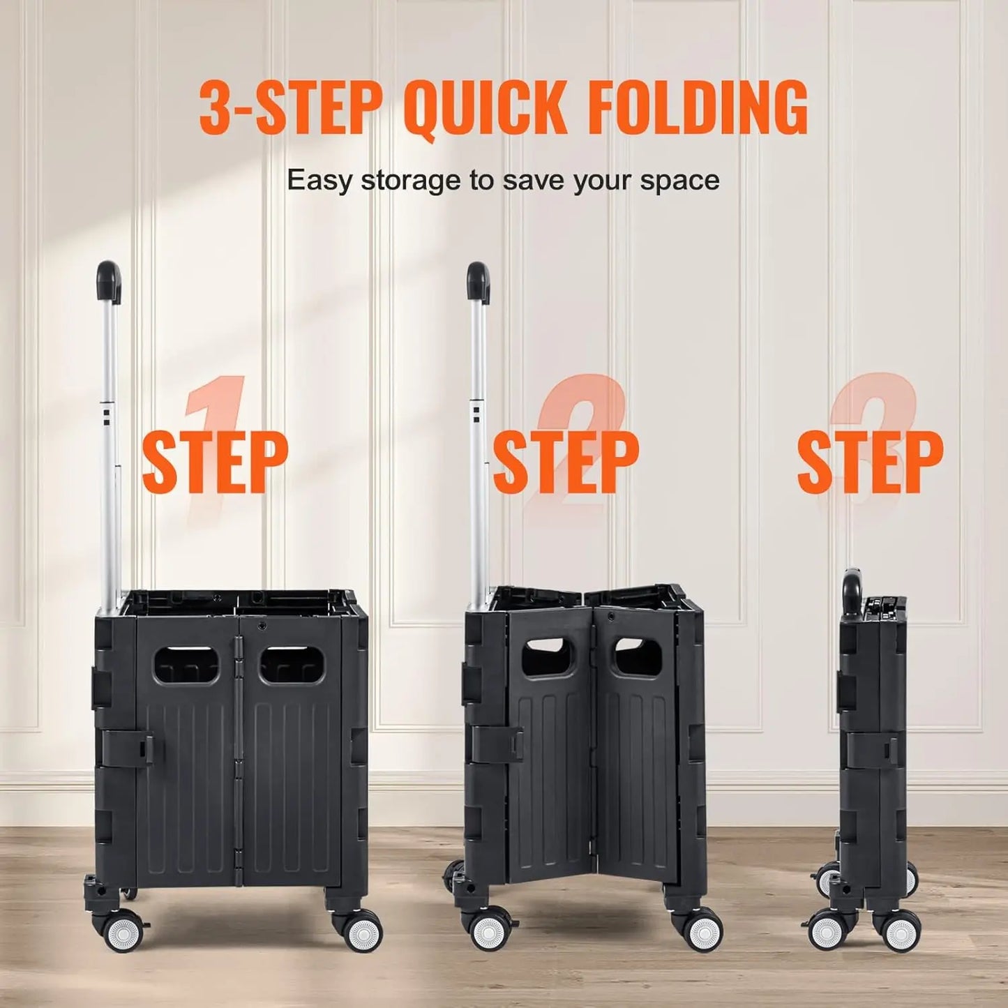 Foldable Utility Cart, 110 lbs Load Capacity