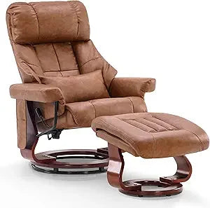 Swivel Recliner Chair with Ottoman and Vibration Massage