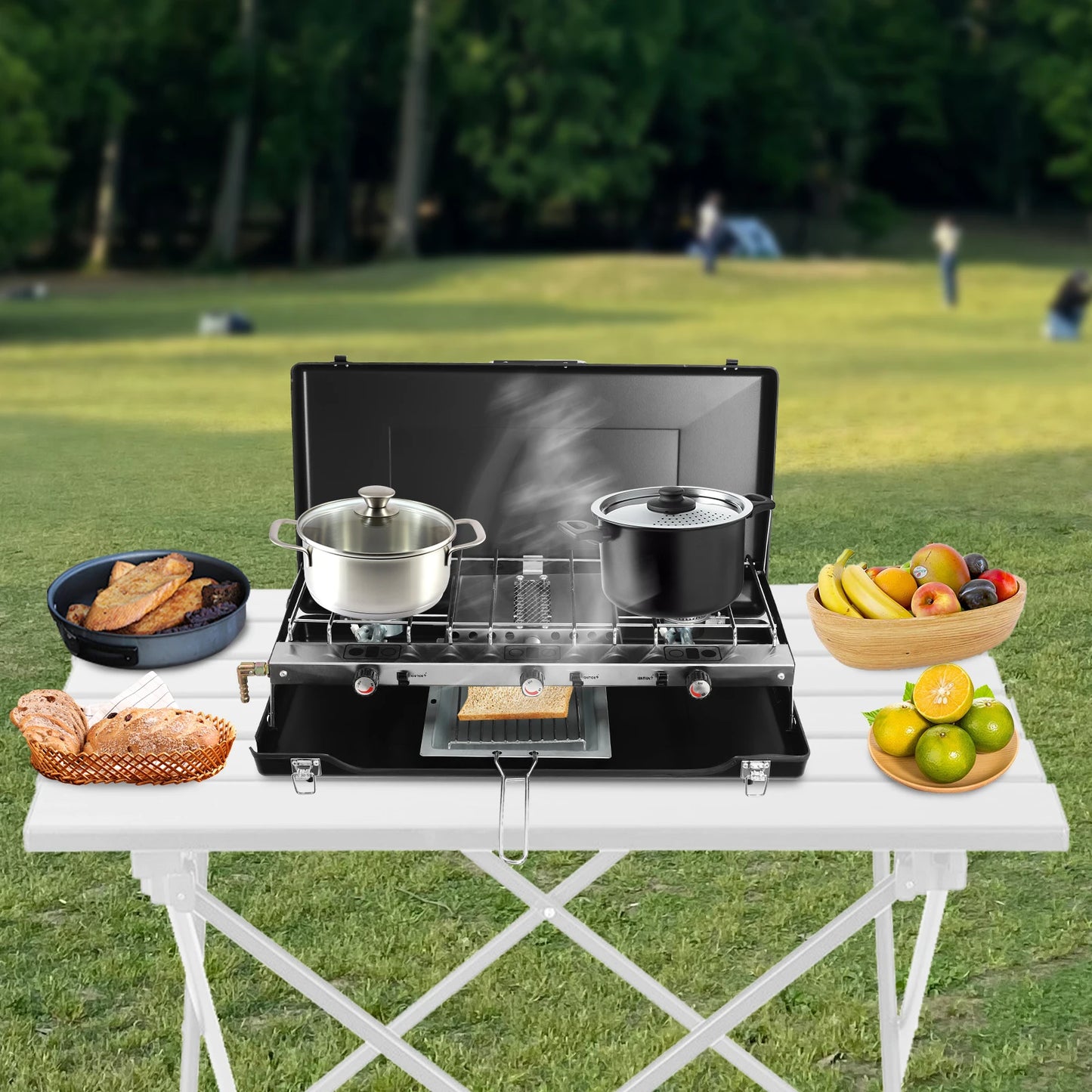 3 Burner Camping Stove Portable, Gas