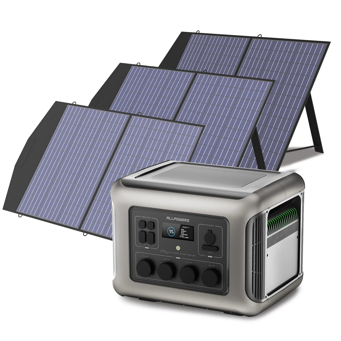 R2500 Solar Generator 2500W (4000W Peak), with Solar panel 4 AC Outlets for Home