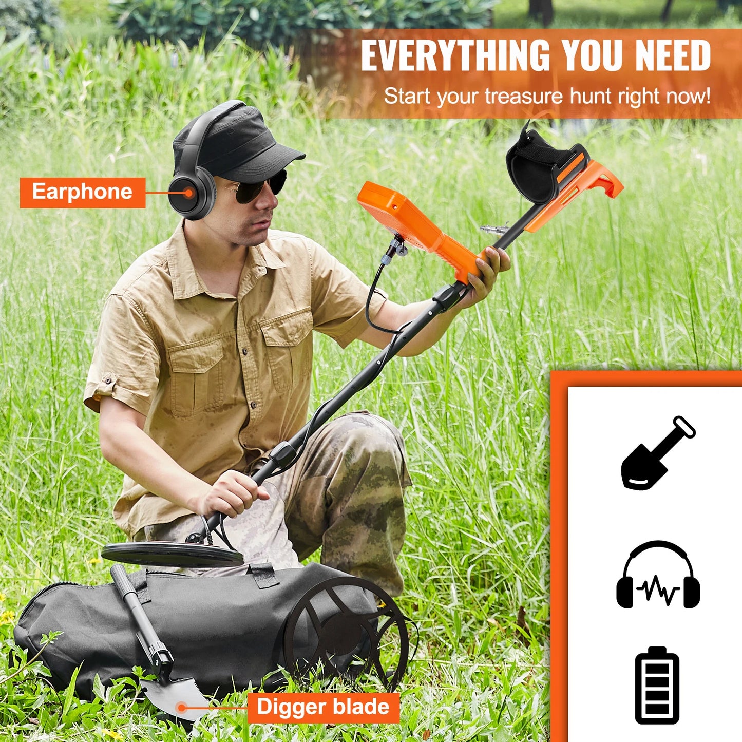 Rechargeable Metal Detector 12"