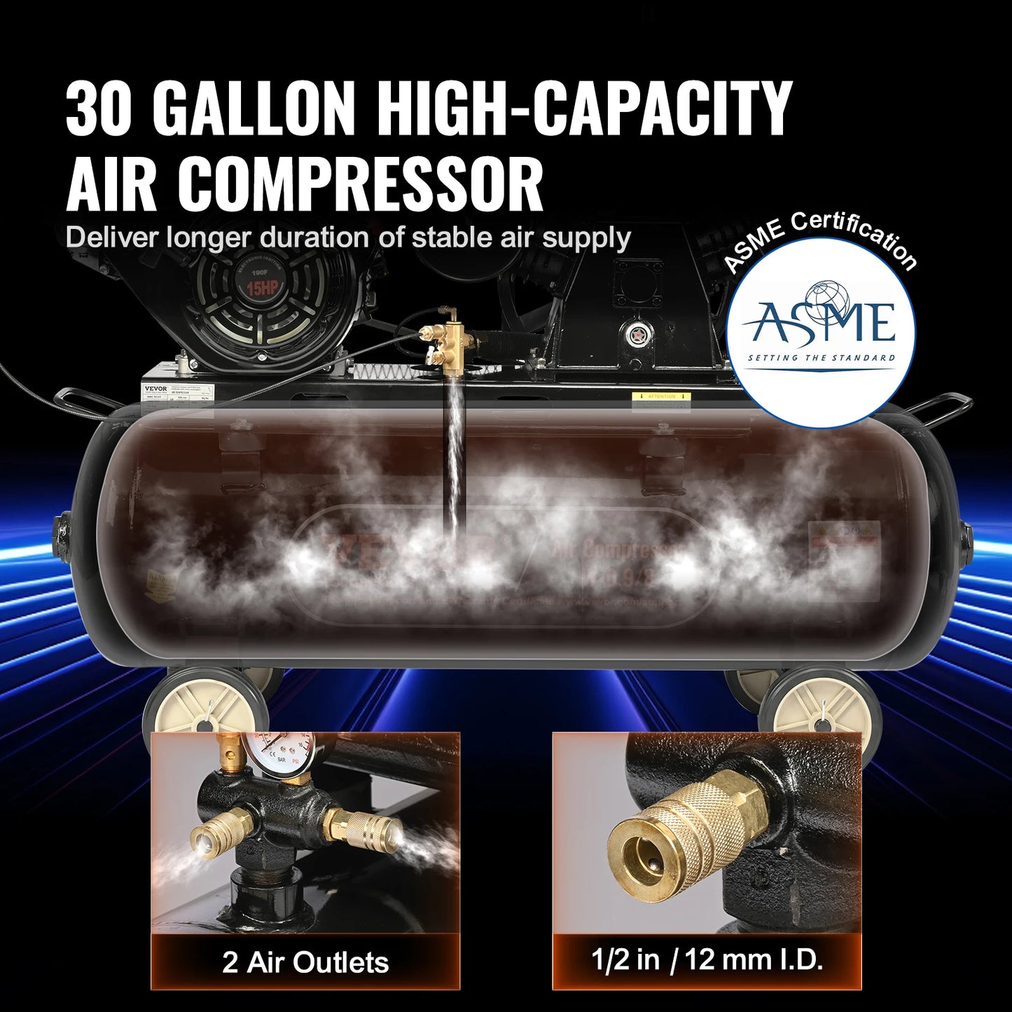 7HP/15HP Gas Power Air Compressor 10/20/30 Gallon