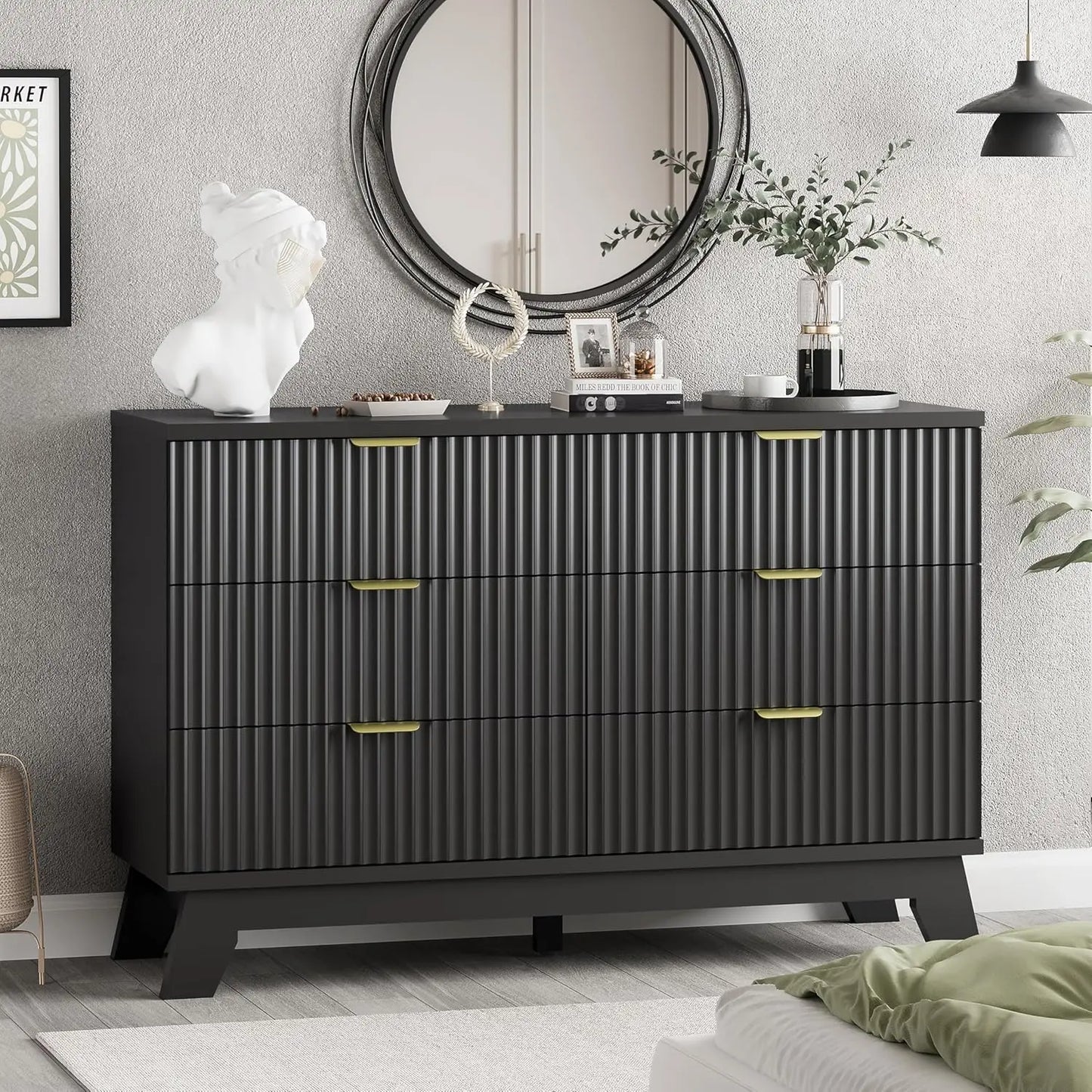 Fluted Dresser with 6 Drawers