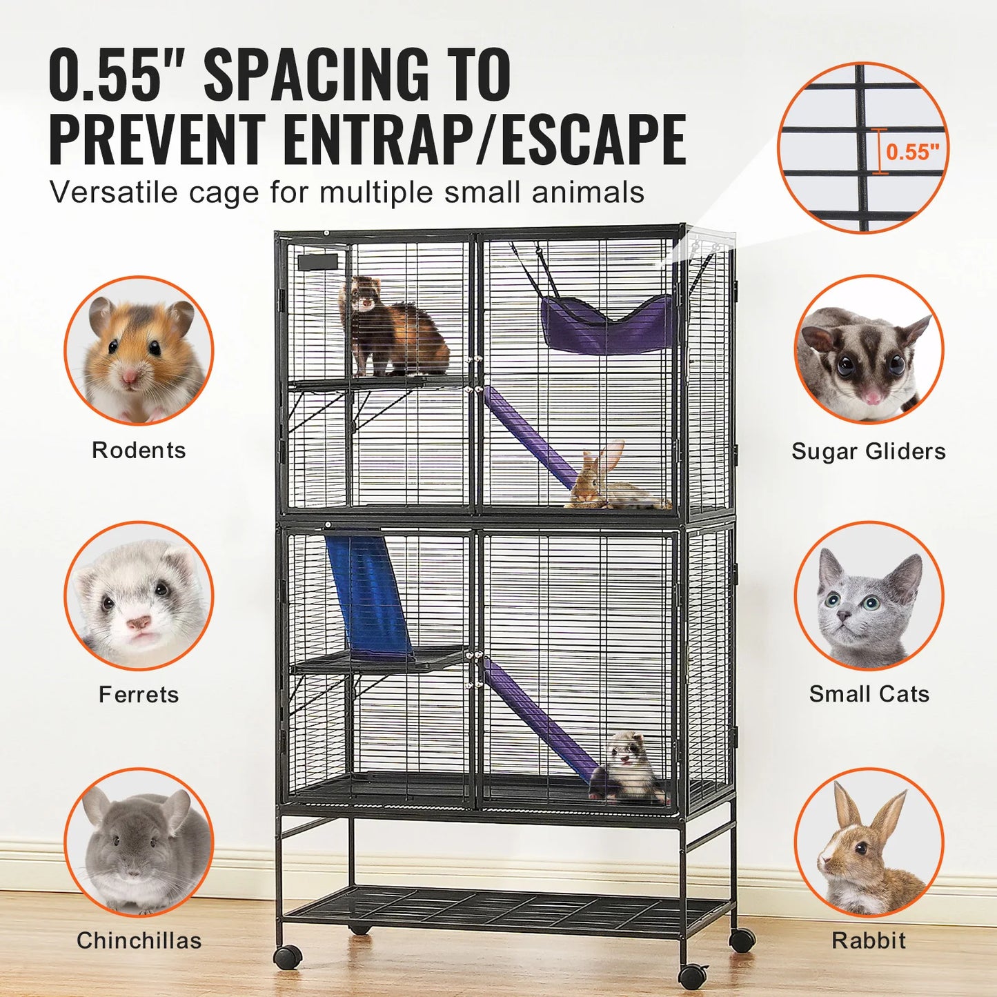 Rolling Metal Small Animal Cage