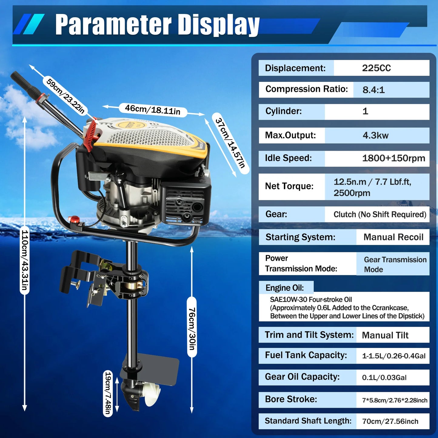 9HP Air-Cooled Hand-Start Outboard Motor