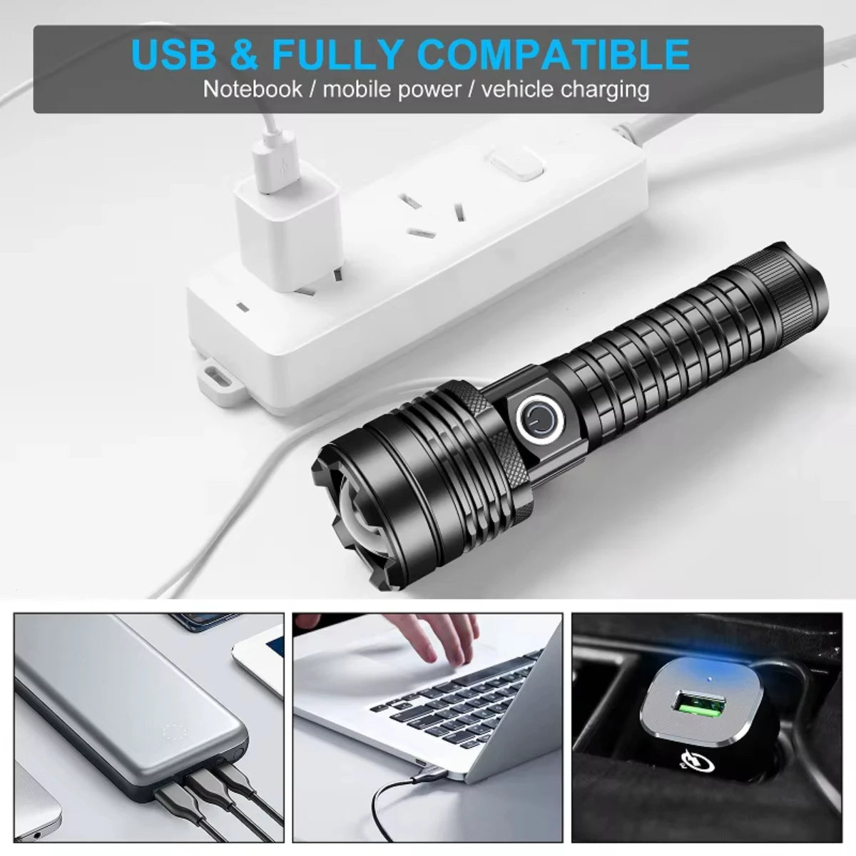 Rechargeable LED Flashlight with 18650 Battery