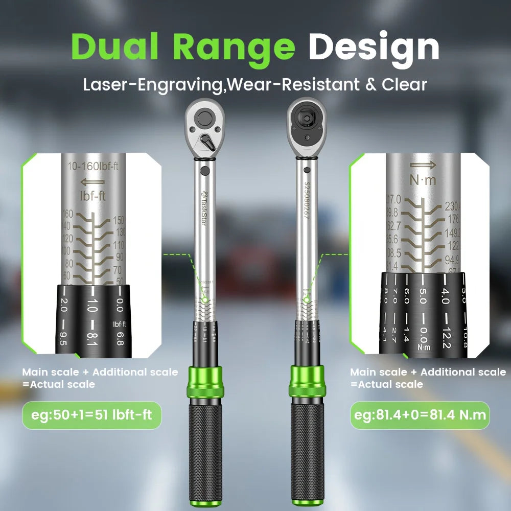 1/4"&3/8"&1/2" Drive Click Torque Wrench Kit