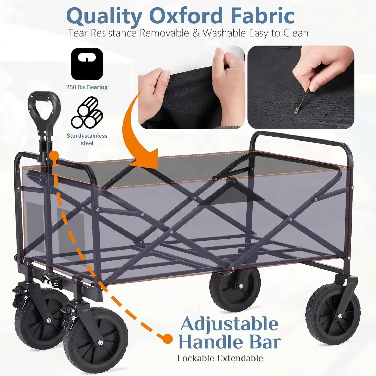 Foldable Wagons Carts with All-Terrain Wheels