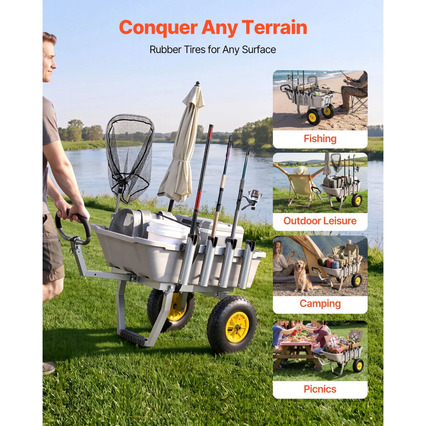 Foldable Beach Fishing Cart